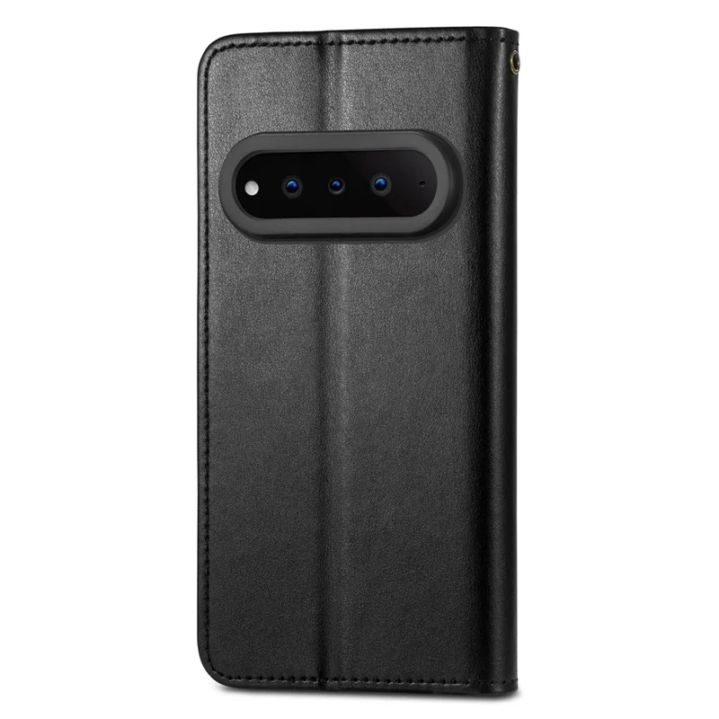 For Natural AI Phone Case Wallet Stand Leather Phone Cover with Wrist Strap - Black