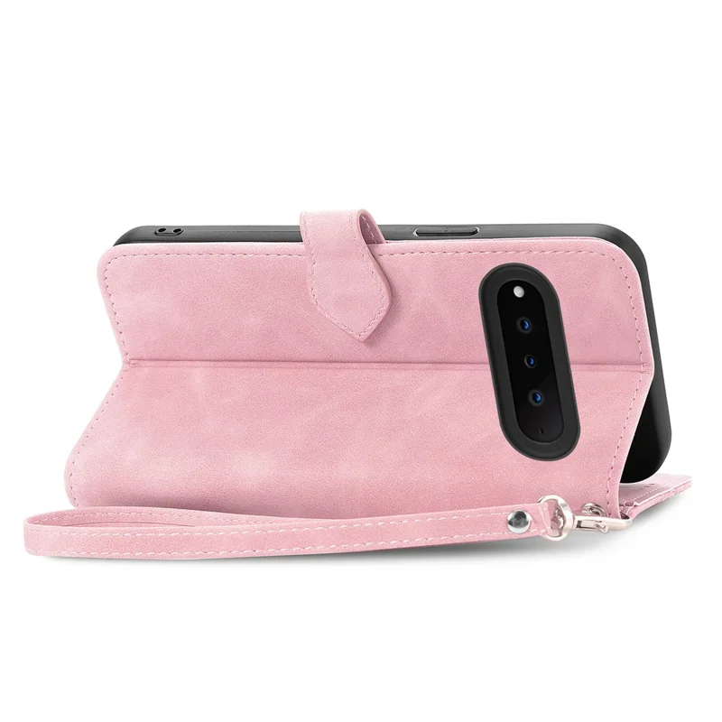 For Natural AI Phone Zipper Wallet Case with Strap Flower Imprint PU Leather Phone Cover - Pink