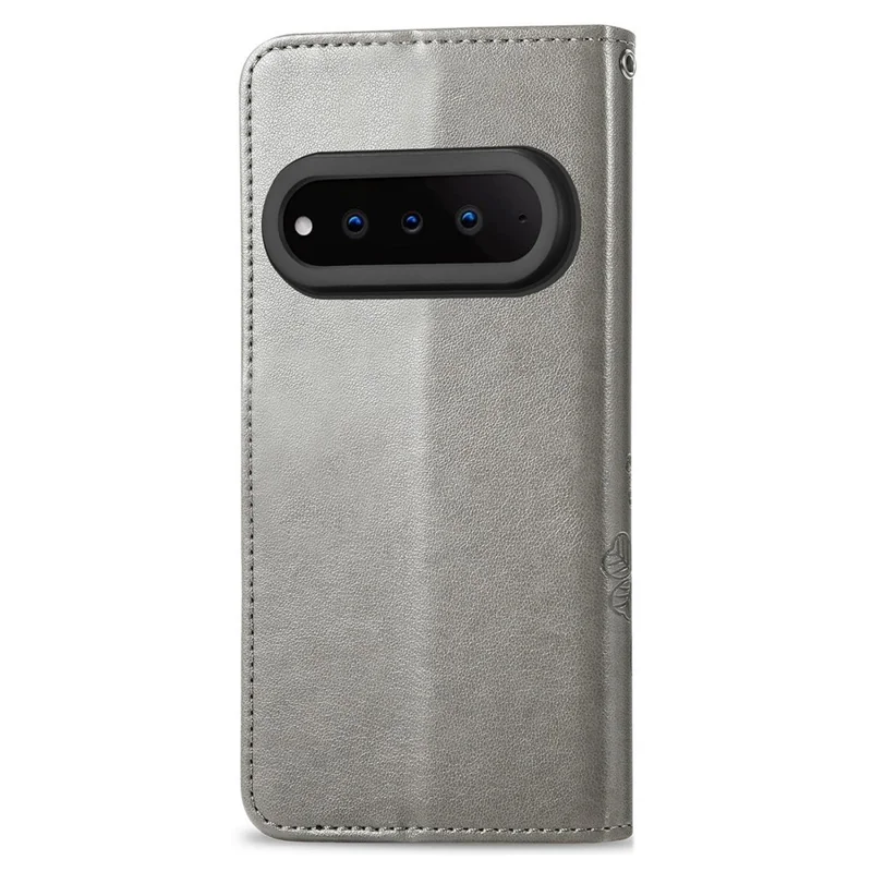 For Natural AI Phone Leather Case Four-Leaf Clover Wallet Phone Cover - Grey