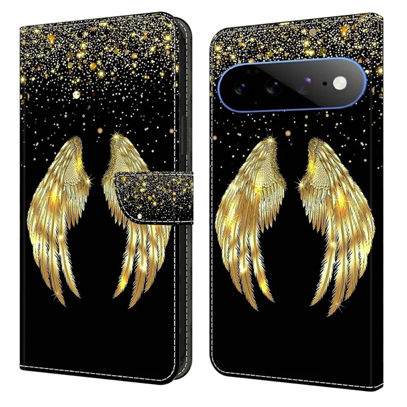 For Google Pixel 11 Pro XL Wallet Case 3D Pattern PU Leather Phone Cover with Stand - Gold Wing