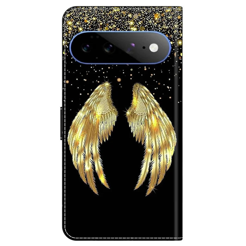 For Google Pixel 11 Pro XL Wallet Case 3D Pattern PU Leather Phone Cover with Stand - Gold Wing