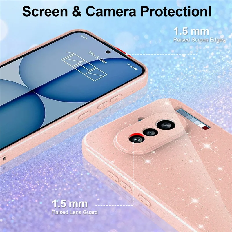 Für Nothing Phone (4a) Magnetische Hülle Glitzer TPU Stoßfeste Handyhülle mit Handschlaufe - Pink