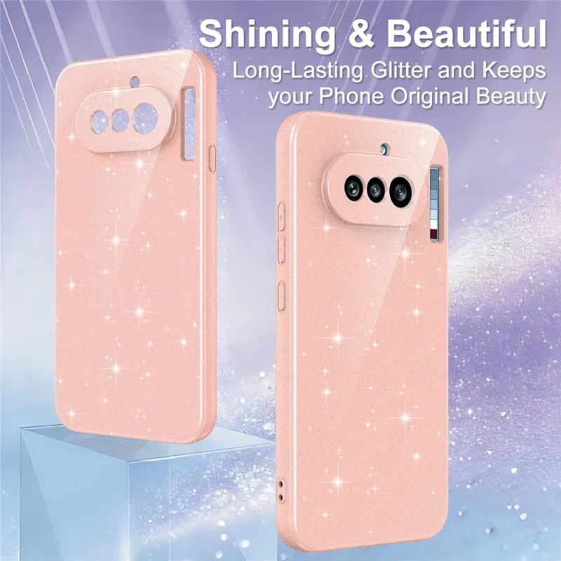 Für Nothing Phone (4a) Magnetische Hülle Glitzer TPU Stoßfeste Handyhülle mit Handschlaufe - Pink
