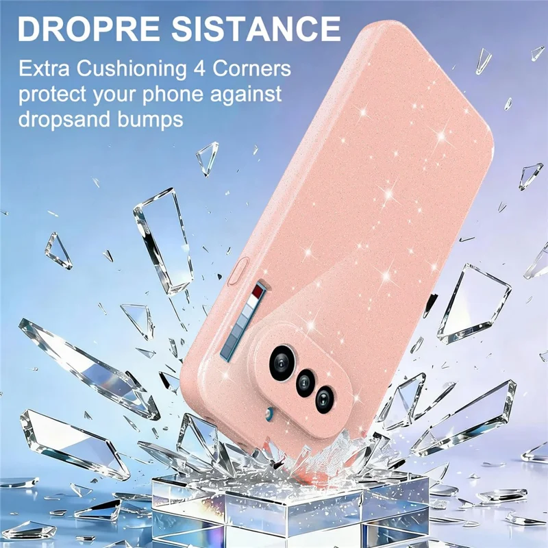 Für Nothing Phone (4a) Magnetische Hülle Glitzer TPU Stoßfeste Handyhülle mit Handschlaufe - Pink