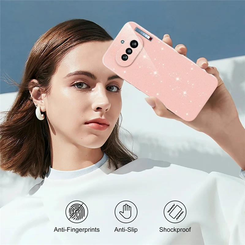 Für Nothing Phone (4a) Magnetische Hülle Glitzer TPU Stoßfeste Handyhülle mit Handschlaufe - Pink