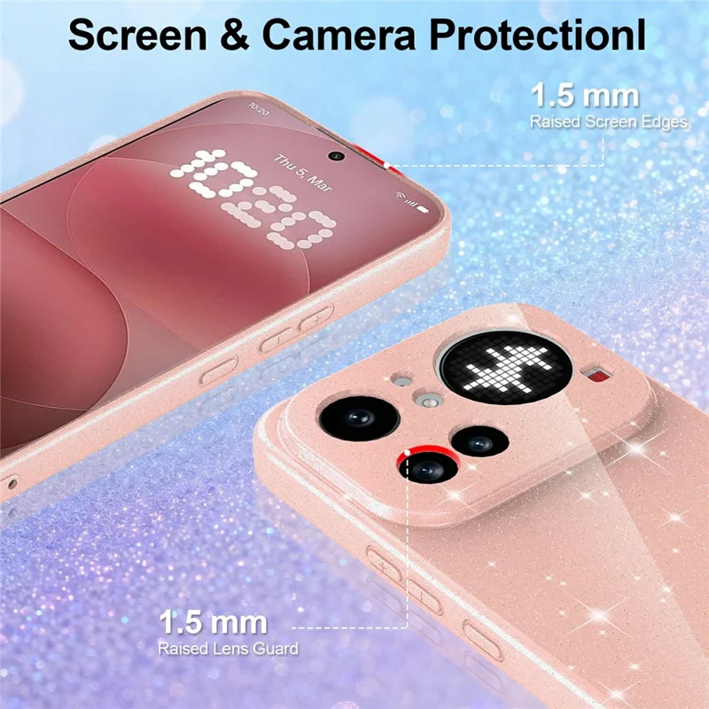 Für Nothing Phone (4a) Pro Magnetische Hülle Glitzer TPU Stoßfeste Handyhülle mit Lanyard - Pink