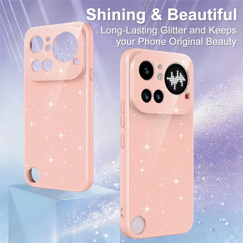 Für Nothing Phone (4a) Pro Magnetische Hülle Glitzer TPU Stoßfeste Handyhülle mit Lanyard - Pink