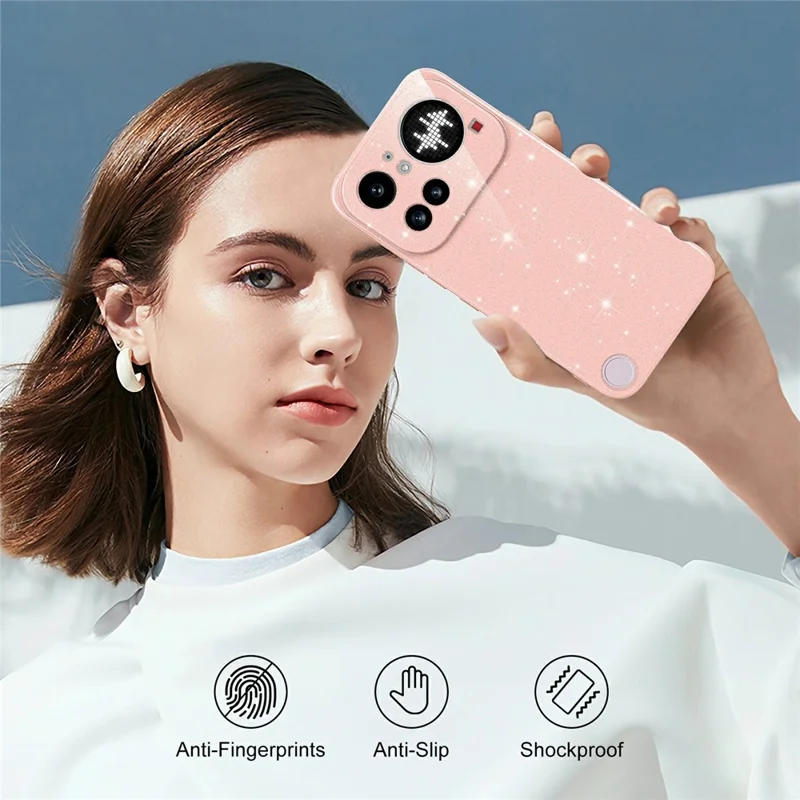 Für Nothing Phone (4a) Pro Magnetische Hülle Glitzer TPU Stoßfeste Handyhülle mit Lanyard - Pink