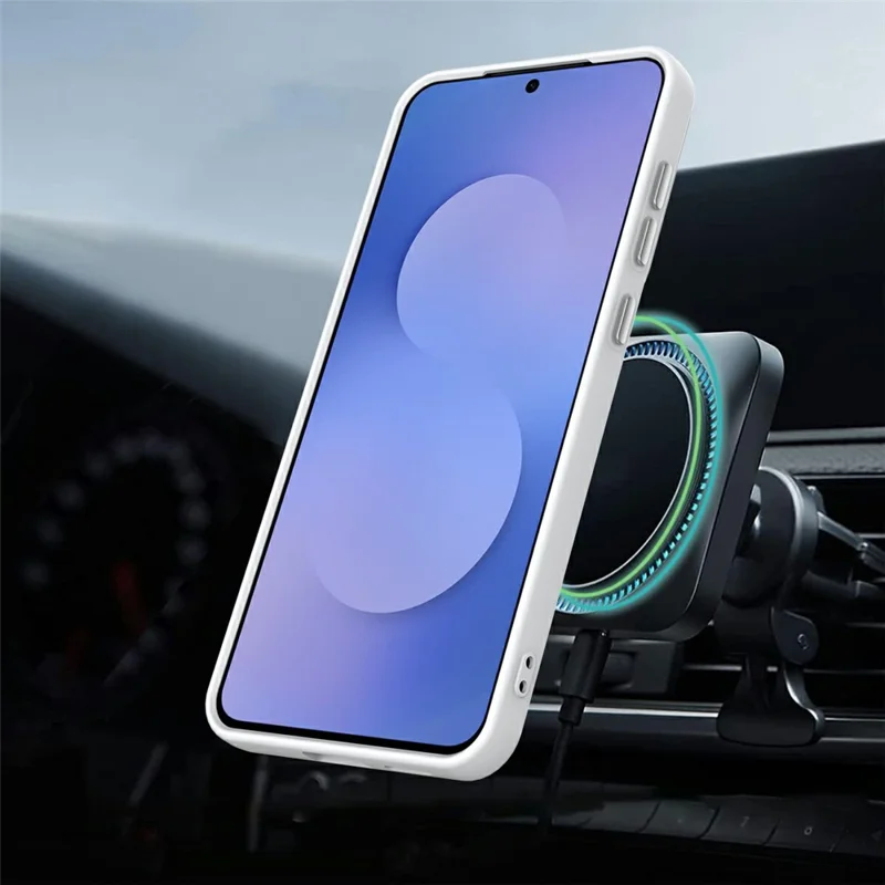 For Samsung Galaxy A27  Magnetic Case Rotating Ring Kickstand TPU + PC Back Cover - White