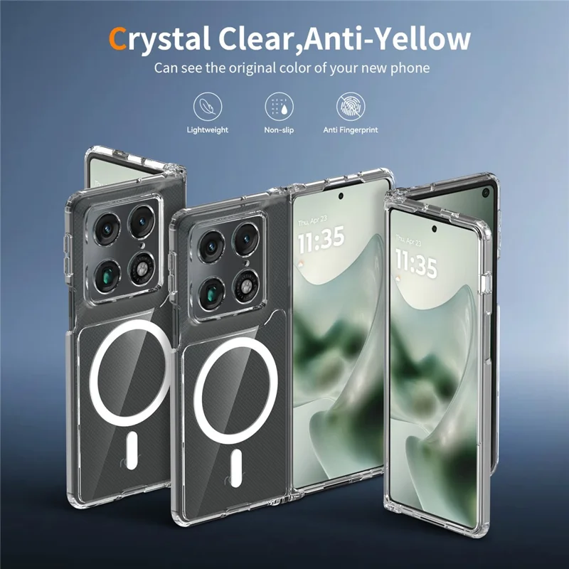 For Motorola Razr Fold 5G Magnetic Case 2.0mm Scratch Resistant TPU + PC Phone Cover - Transparent