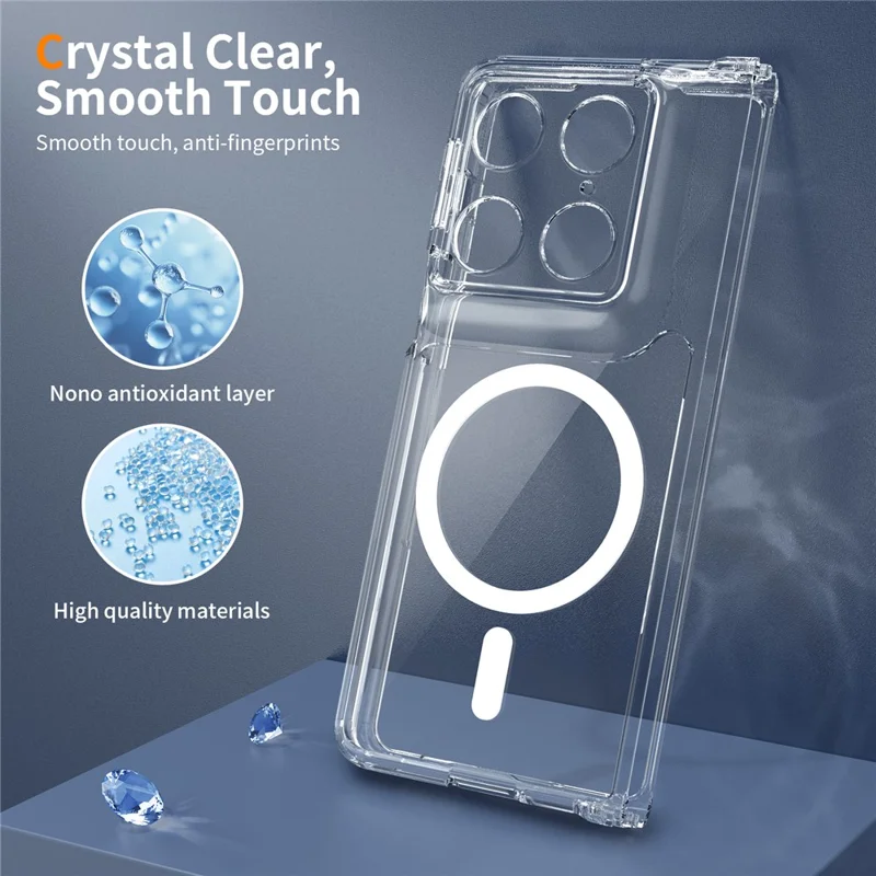 For Motorola Razr Fold 5G Magnetic Case 2.0mm Scratch Resistant TPU + PC Phone Cover - Transparent