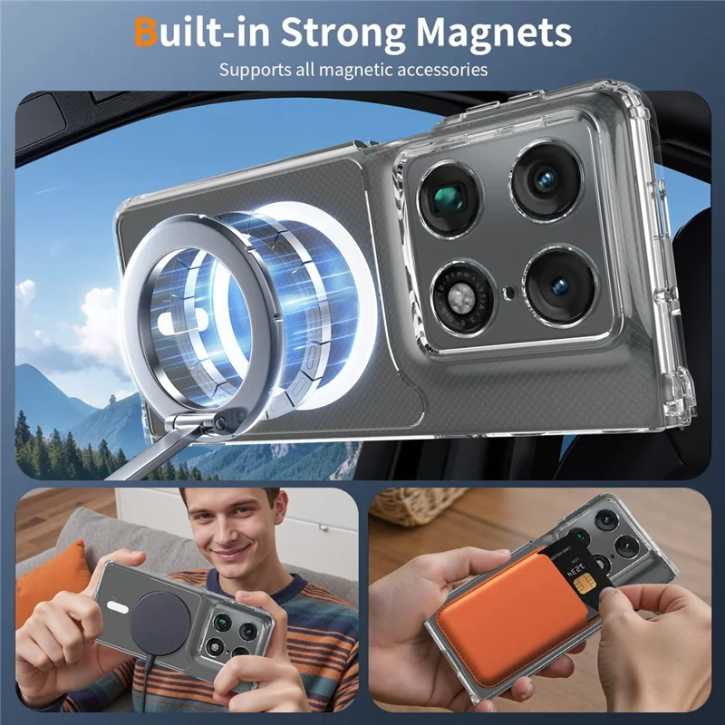 For Motorola Razr Fold 5G Magnetic Case 2.0mm Scratch Resistant TPU + PC Phone Cover - Transparent