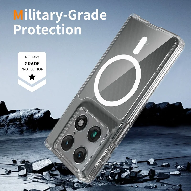 For Motorola Razr Fold 5G Magnetic Case 2.0mm Scratch Resistant TPU + PC Phone Cover - Transparent