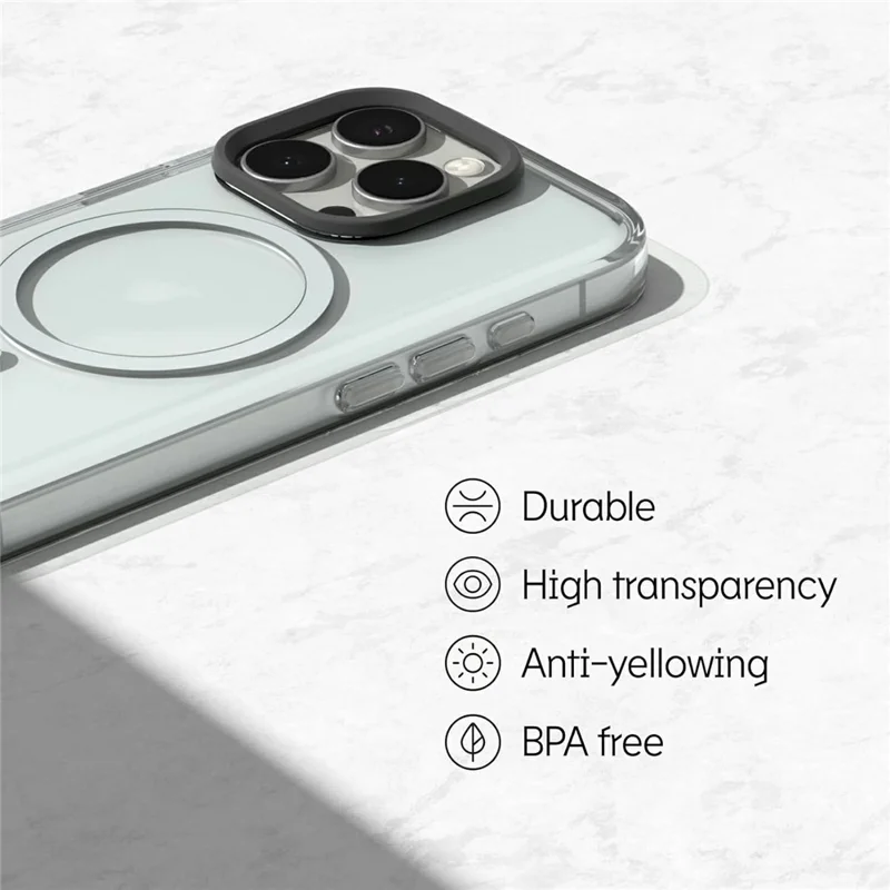 RHINOSHIED for iPhone 16 Pro Magnetic Case Clear PC + TPE Drop Protection Phone Back Cover - Transparent
