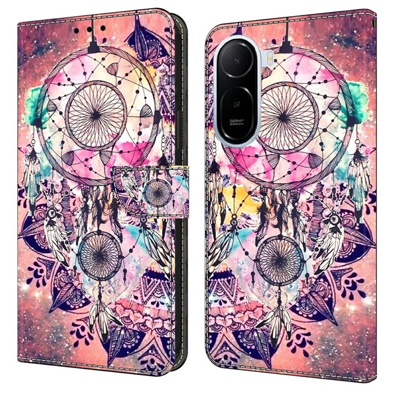 Wallet Case For Xiaomi Redmi A7 Pro 4G (171.56mm)  /  Redmi A7 Pro 5G  /  Poco C85x 5G Pattern Printing Stand Leather Flip Phone Cover - Wind Chime