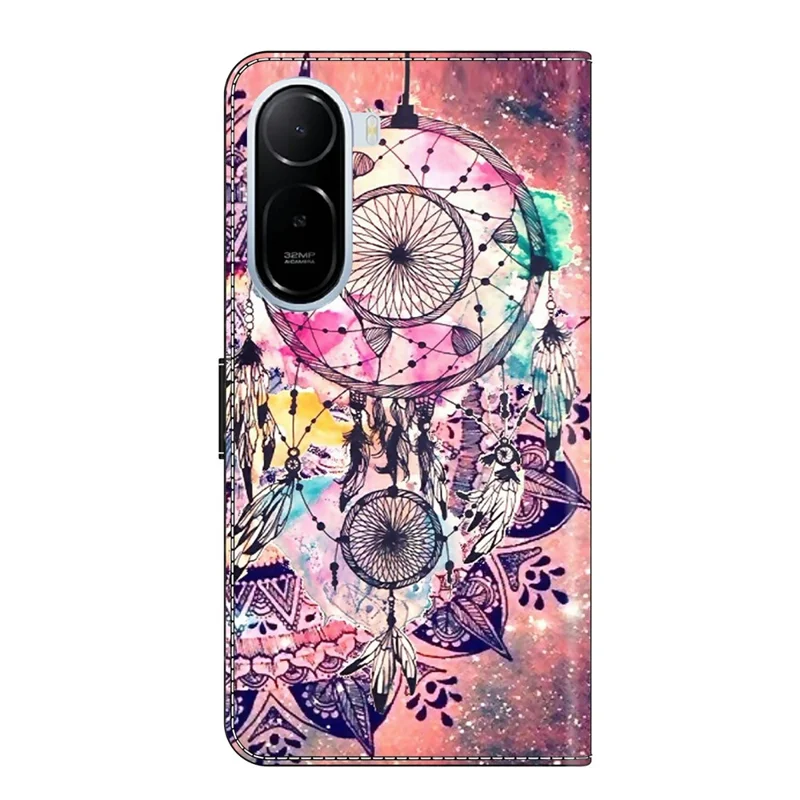 Wallet Case For Xiaomi Redmi A7 Pro 4G (171.56mm)  /  Redmi A7 Pro 5G  /  Poco C85x 5G Pattern Printing Stand Leather Flip Phone Cover - Wind Chime