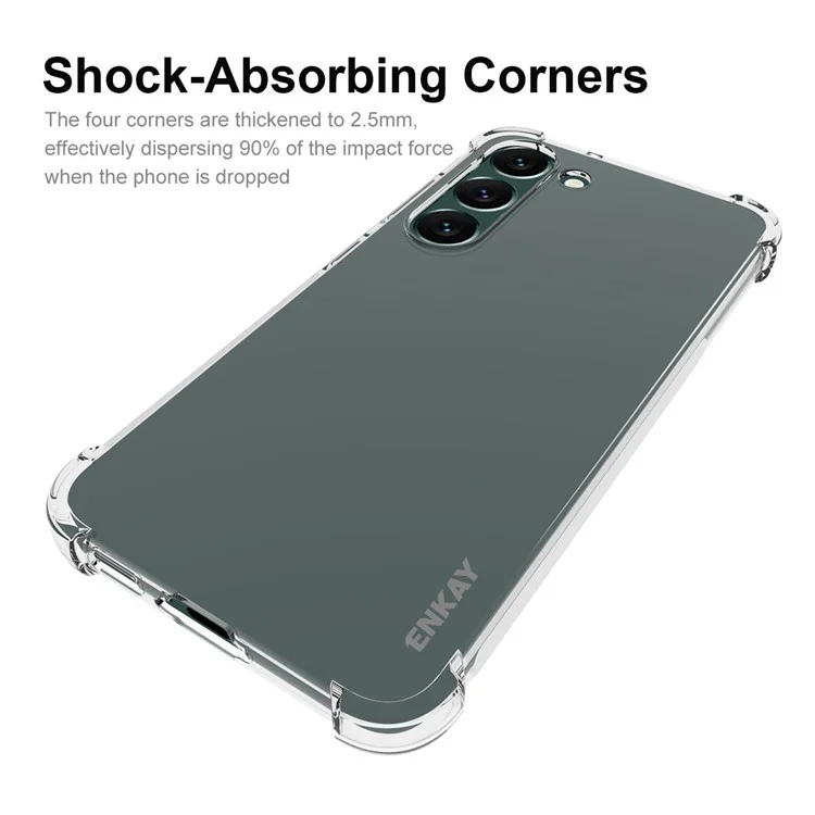 ENKAY HAT PRINCE Per Samsung Galaxy S23+ Clear Soft TPU Thickened Corners Phone Case Anti-slip Strip Edge Drop-Proof Cover