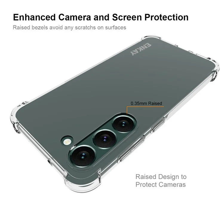 ENKAY HAT PRINCE Per Samsung Galaxy S23+ Clear Soft TPU Thickened Corners Phone Case Anti-slip Strip Edge Drop-Proof Cover