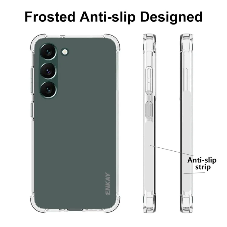 ENKAY HAT PRINCE Per Samsung Galaxy S23+ Clear Soft TPU Thickened Corners Phone Case Anti-slip Strip Edge Drop-Proof Cover