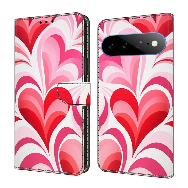 Wallet Case For Google Pixel 11 Pro XL Stand Pattern Printing PU Leather Flip Phone Cover - Love