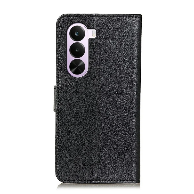 For OnePlus Nord CE6 Lite 5G  /  Realme P4x 5G Wallet Case PU Leather Phone Cover Litchi Texture - Black