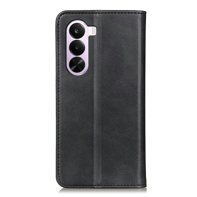 Funda para OnePlus Nord CE6 Lite 5G / Realme P4x 5G de textura de cuero vacuno, carcasa abatible de cuero dividido con billetera - Negro