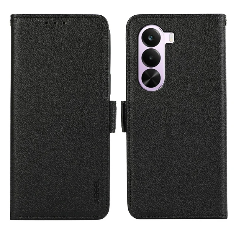 ABEEL Funda de Cuero con Textura de Litchi con Bloqueo RFID para OnePlus Nord CE6 Lite 5G / Realme P4x 5G - Negro