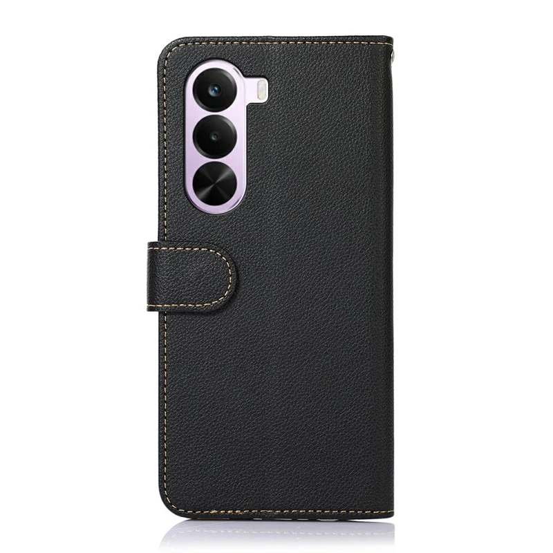 KHAZNEH For OnePlus Nord CE6 Lite 5G  /  Realme P4x 5G Case RFID Blocking Wallet Litchi Texture PU Leather Phone Cover with Strap - Black