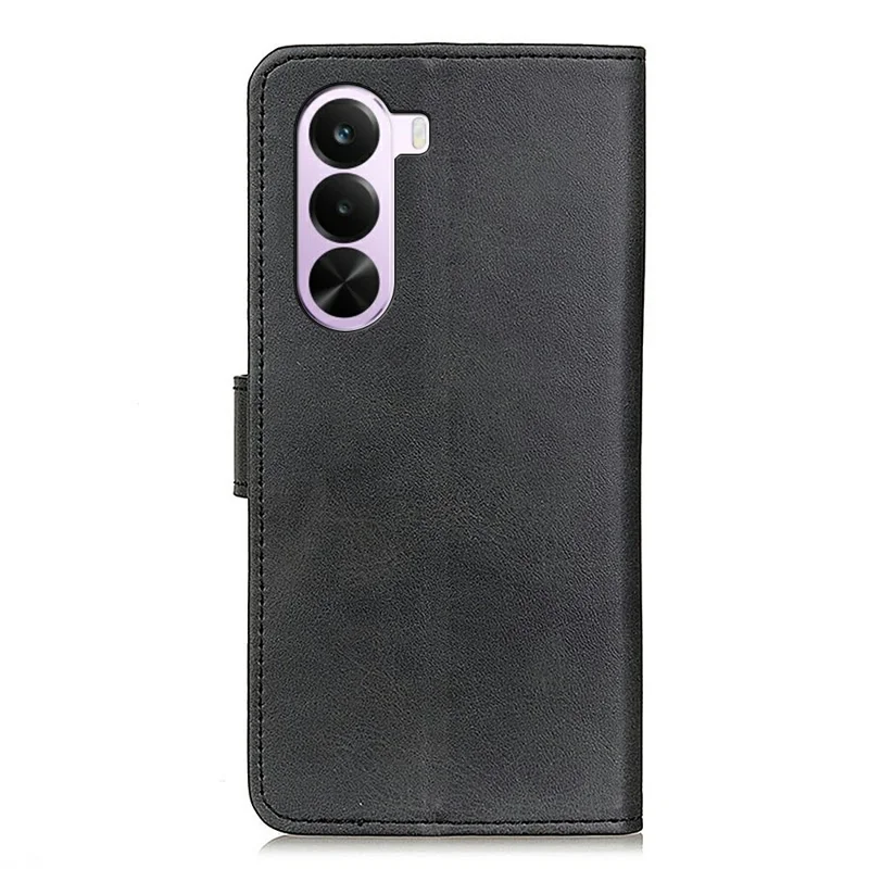 Til OnePlus Nord CE6 Lite 5G / Realme P4x 5G Taske med ku-skindstruktur Læderwallet stående telefonbeslag - Sort