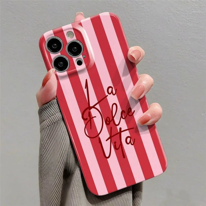 For iPhone 11 Pro Max Case Colorful Stripe Pattern Shockproof Hard PC Phone Cover - Letter