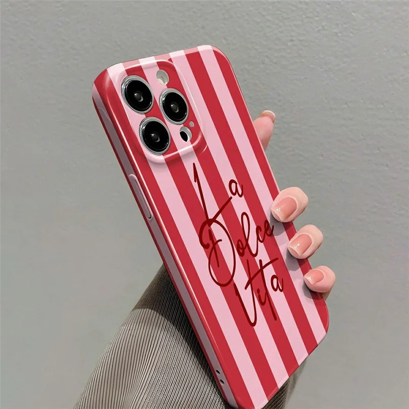 For iPhone 11 Pro Max Case Colorful Stripe Pattern Shockproof Hard PC Phone Cover - Letter