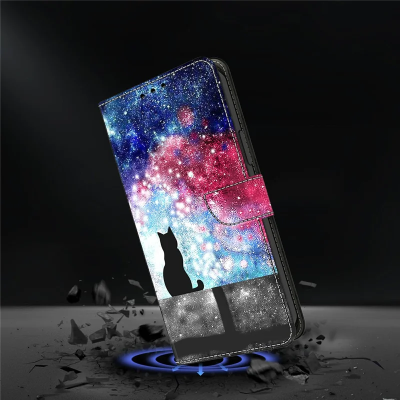 For Google Pixel 11 / Pixel 11 Pro Wallet Case Foldable Stand Pattern Printing PU Leather Flip Phone Cover - Starry Sky Cat
