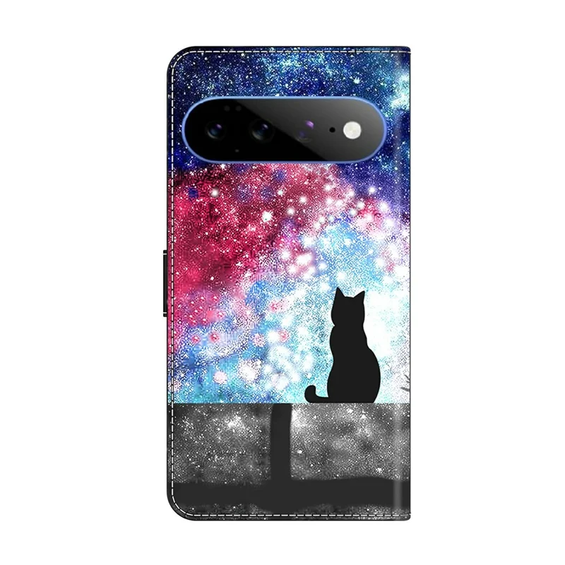 For Google Pixel 11 / Pixel 11 Pro Wallet Case Foldable Stand Pattern Printing PU Leather Flip Phone Cover - Starry Sky Cat