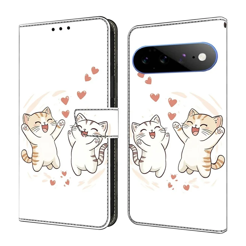 For Google Pixel 11 Pro XL Wallet Case Foldable Stand Pattern Printing Leather Flip Phone Cover - Love Cats