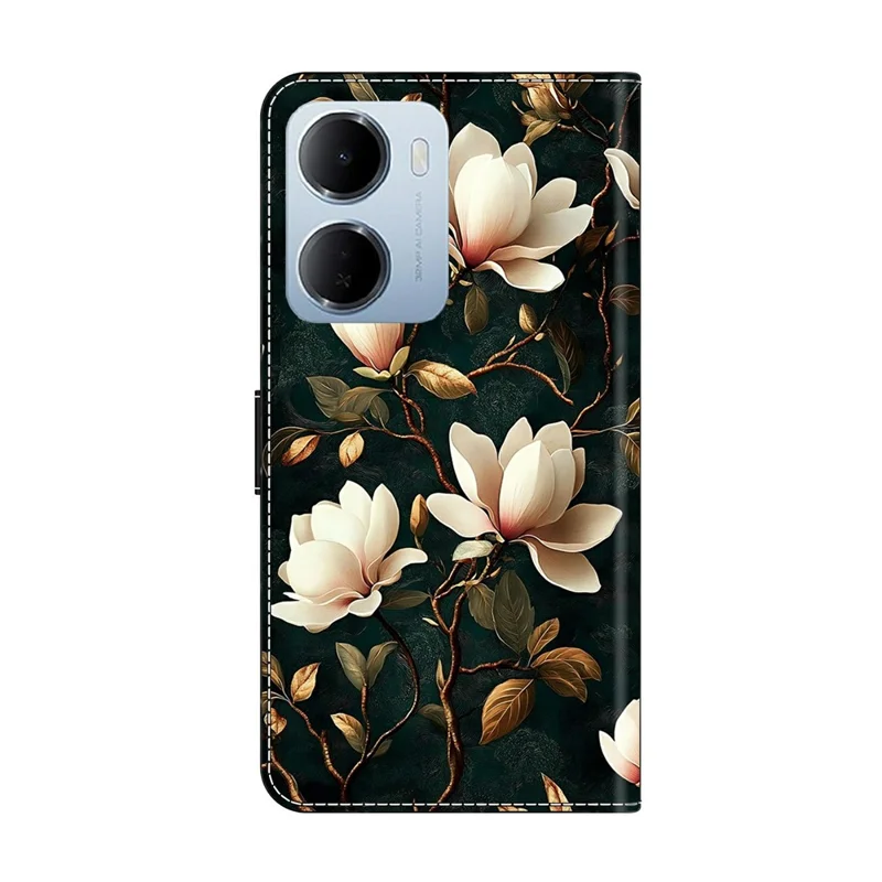 For Xiaomi Redmi 15a 5G  /  R70 5G  /  R70m 5G Wallet Stand Case Pattern Printing Leather Phone Cover - White Magnolia