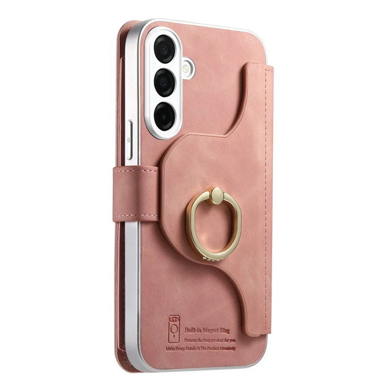 Für Samsung Galaxy S26+ Hülle RFID-Schutz Abnehmbare Magnetische Ledertasche Mit Ringhalter - Rosa