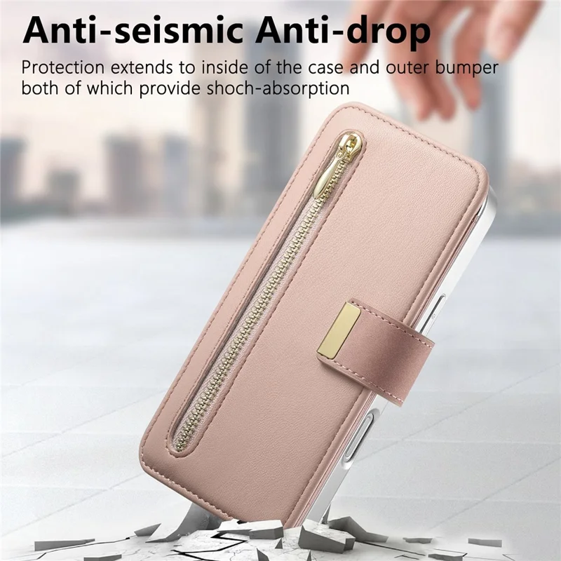 Voor OnePlus 15 5G-hoesje RFID-blokkering Afneembaar magnetisch lederen telefoonhoesje met ringhouder - Roze