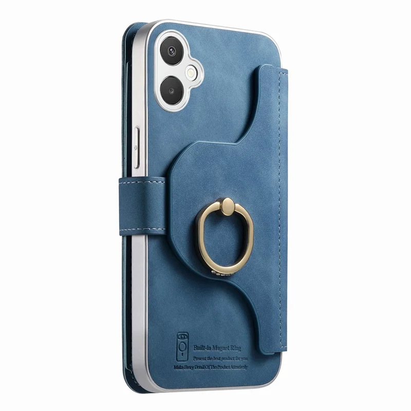 For Samsung Galaxy A07 4G / A07 5G Case RFID-blokerende, aftagelig magnetisk læderet telefondækning med ringholder - Blå