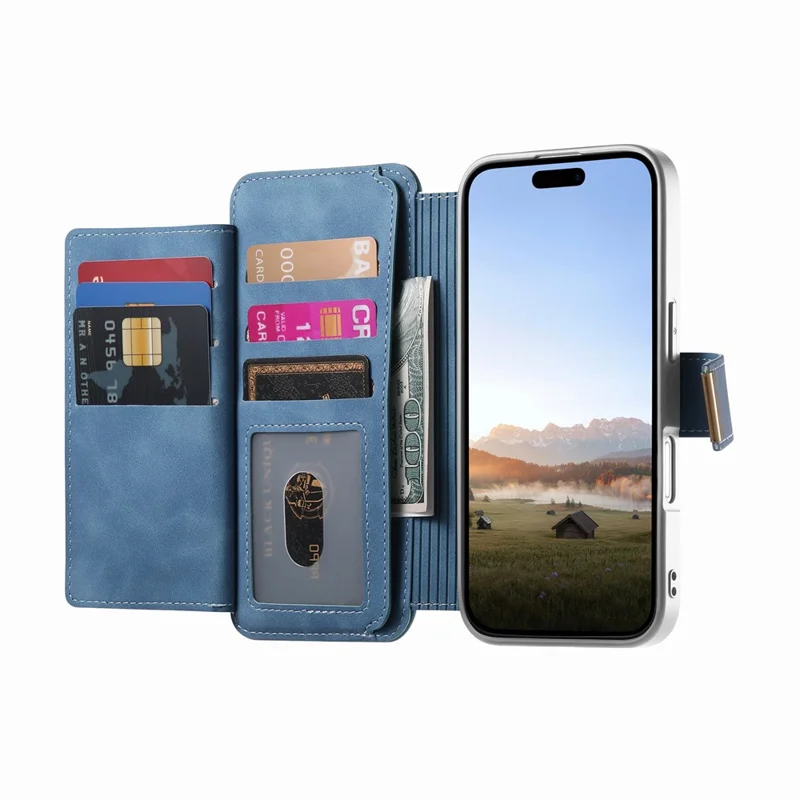For Samsung Galaxy A07 4G / A07 5G Case RFID-blokerende, aftagelig magnetisk læderet telefondækning med ringholder - Blå
