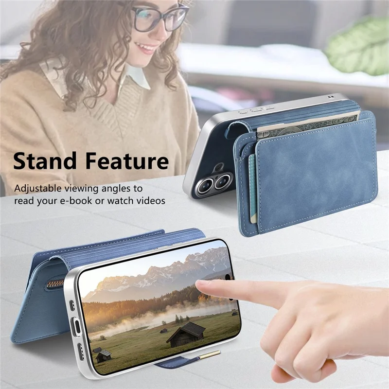For Samsung Galaxy A07 4G / A07 5G Case RFID-blokerende, aftagelig magnetisk læderet telefondækning med ringholder - Blå