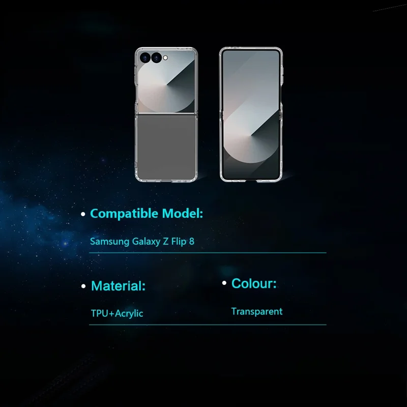 LEREACH TOC Series for Samsung Galaxy Z Flip8 Case TPU + Acrylic Phone Cover - Transparent