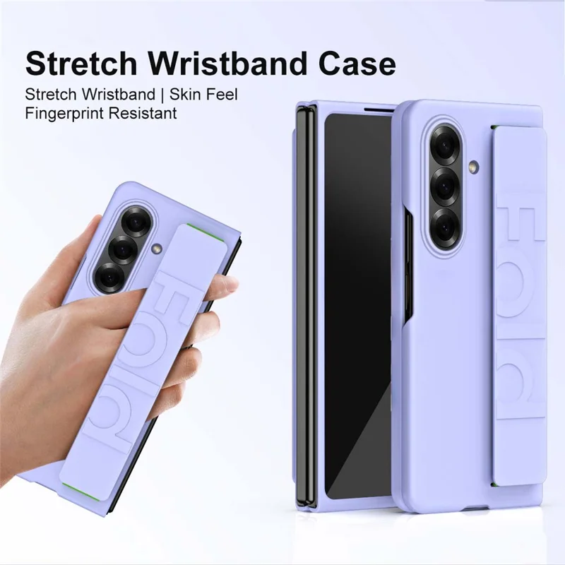 Til Samsung Galaxy Z Fold8 5G Taske med Håndledsbånd Gummibehandlet Hård PC Telefondekning - Lilla