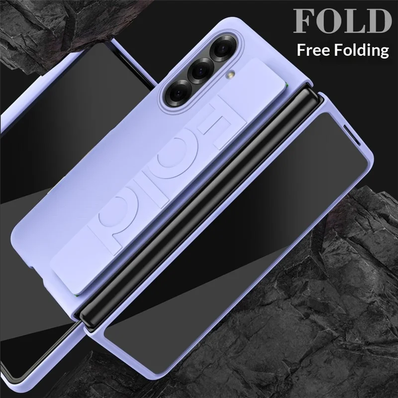 Til Samsung Galaxy Z Fold8 5G Taske med Håndledsbånd Gummibehandlet Hård PC Telefondekning - Lilla