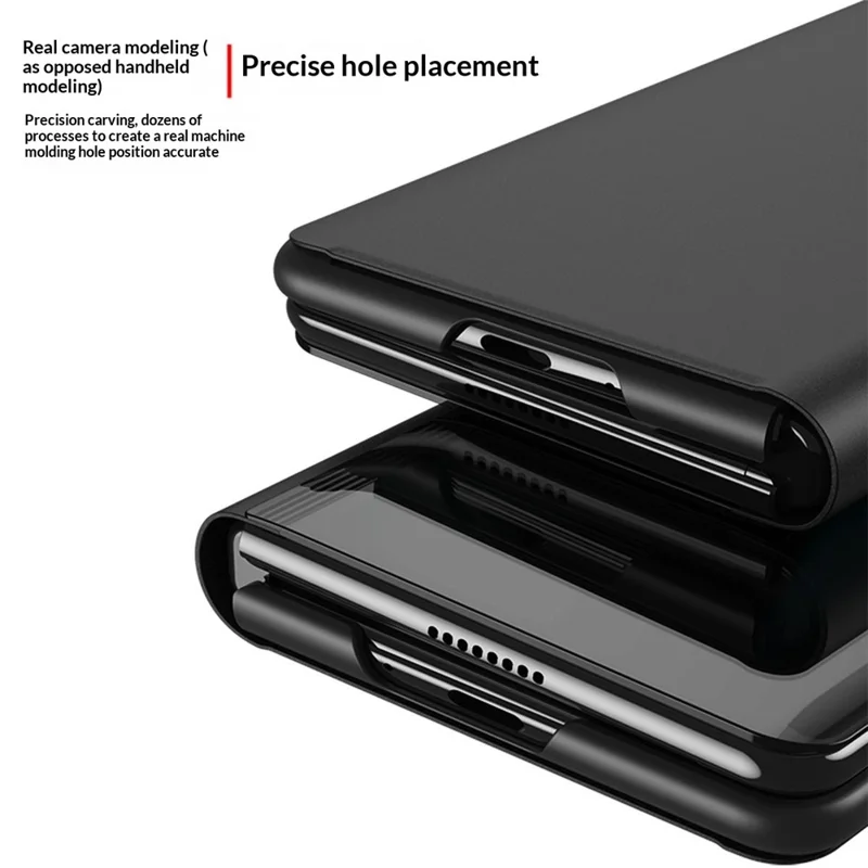 For Samsung Galaxy Z Fold8 Flip Læderdæksel med stativ, fuld krops beskyttelseshælletilbehør - Sort