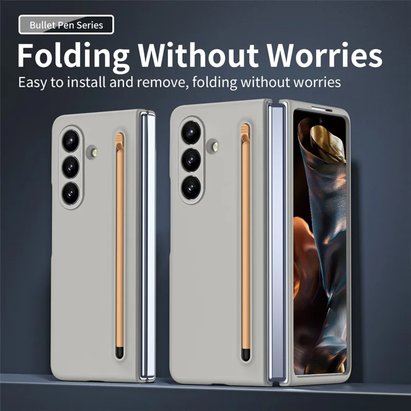 Til Samsung Galaxy Z Fold8 hylse med stift, hård PC telefon bagdæksel - lysegrå