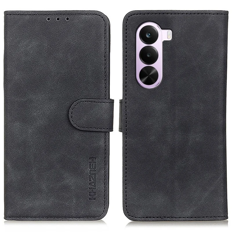 KHAZNEH For OnePlus Nord CE6 Lite 5G / Realme P4x 5G Case PU Leather Retro Texture Phone Cover - Black