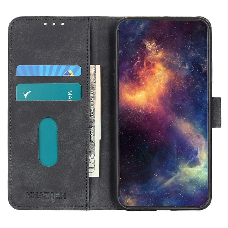 KHAZNEH For OnePlus Nord CE6 Lite 5G / Realme P4x 5G Case PU Leather Retro Texture Phone Cover - Black