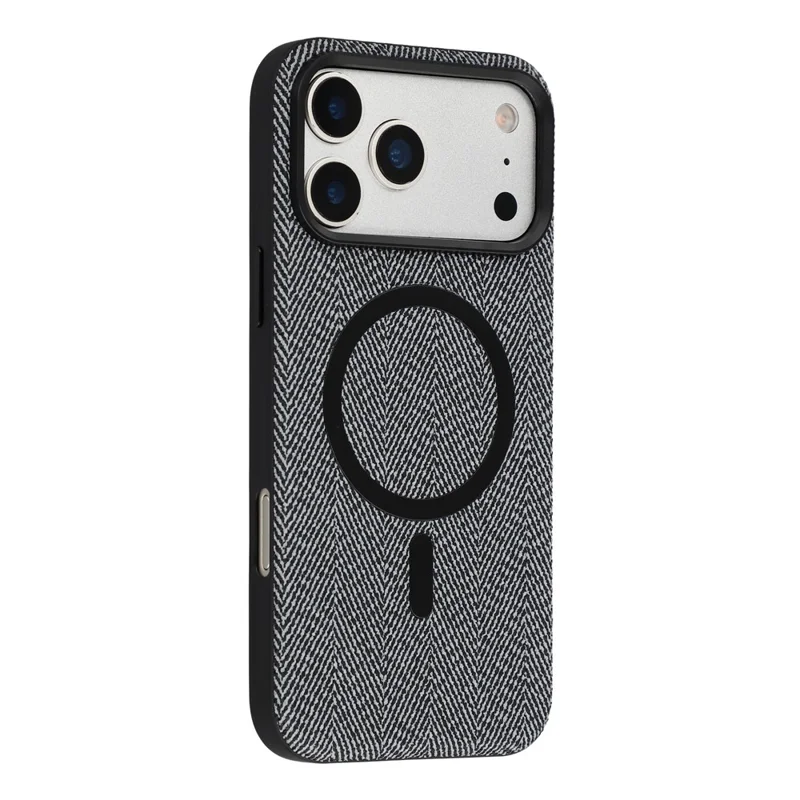 X-LEVEL For iPhone 17 Pro Max Magnetic Case Herringbone Pattern Leather + PC + TPU Phone Cover - Black