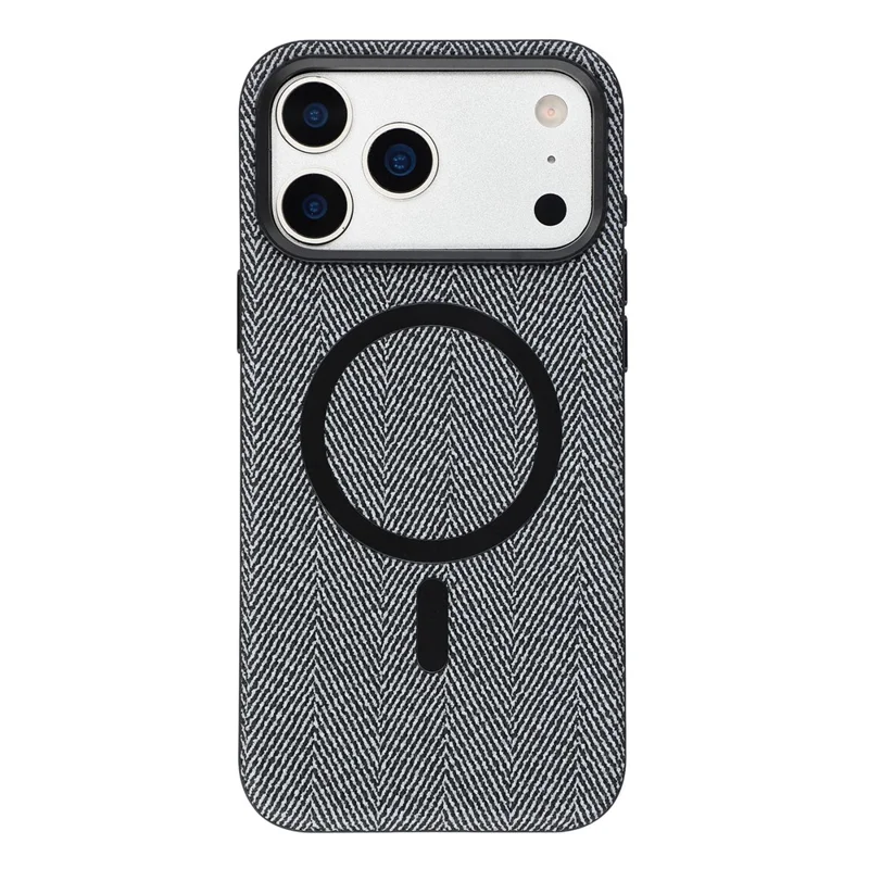 X-LEVEL For iPhone 17 Pro Max Magnetic Case Herringbone Pattern Leather + PC + TPU Phone Cover - Black