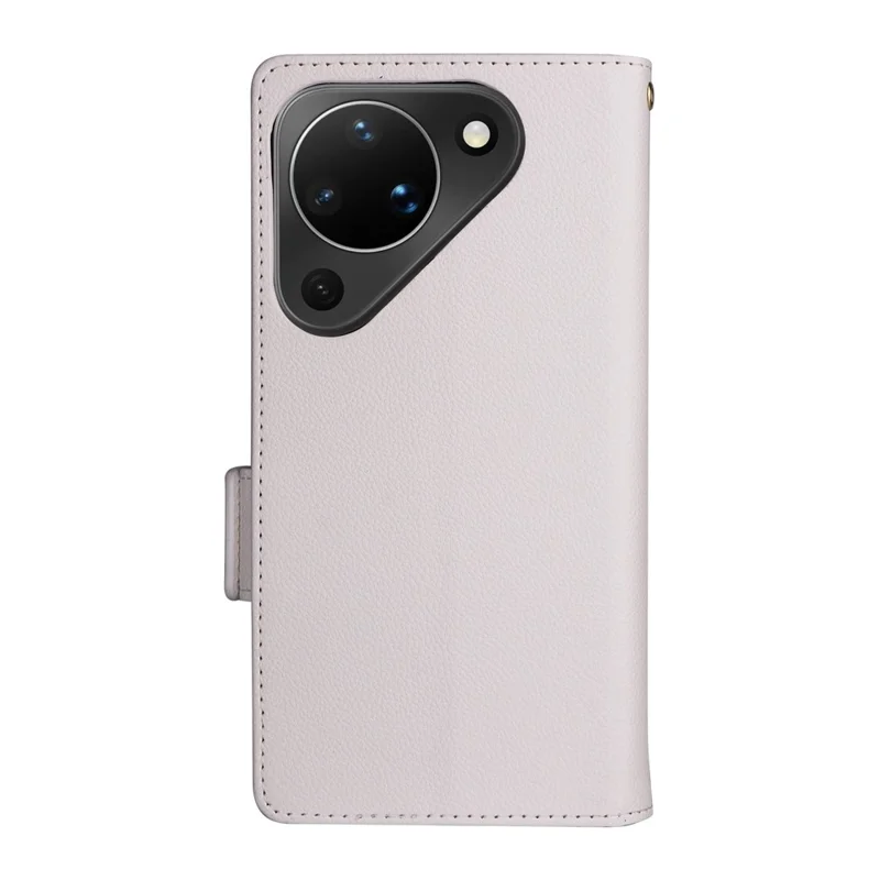 Obudowa do Huawei Pura 90 z portfellem, z fakturą litchi, z paskiem na nadgarstek – biały
